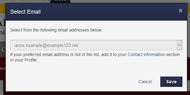 Select A Different Email Address