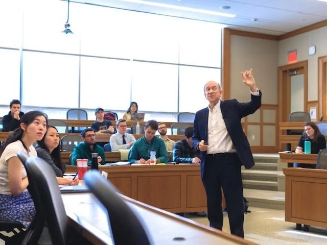 Richard Lazarus speaks to students in a classroom