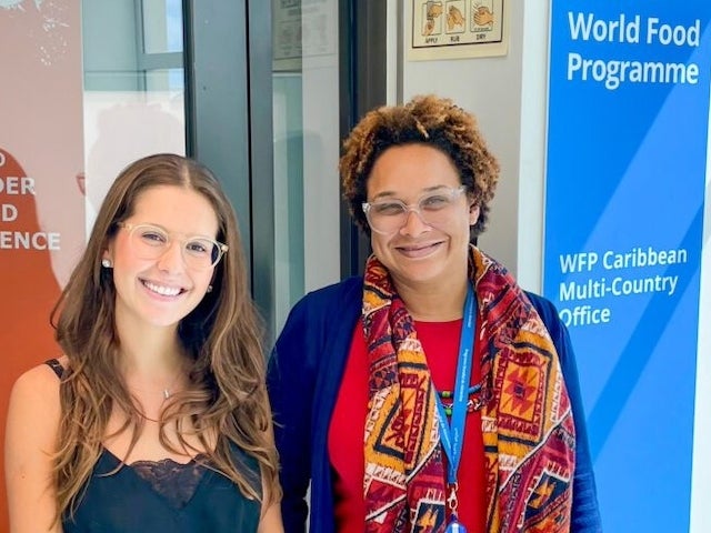 Renata Alvarenga and Juliette Maughan at the World Food Programme Caribbean Multi-Country Office 