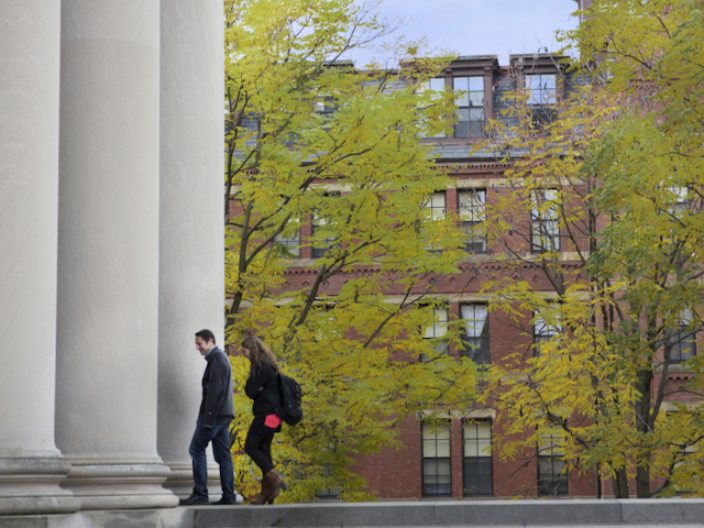 Two students on the Harvard University campus