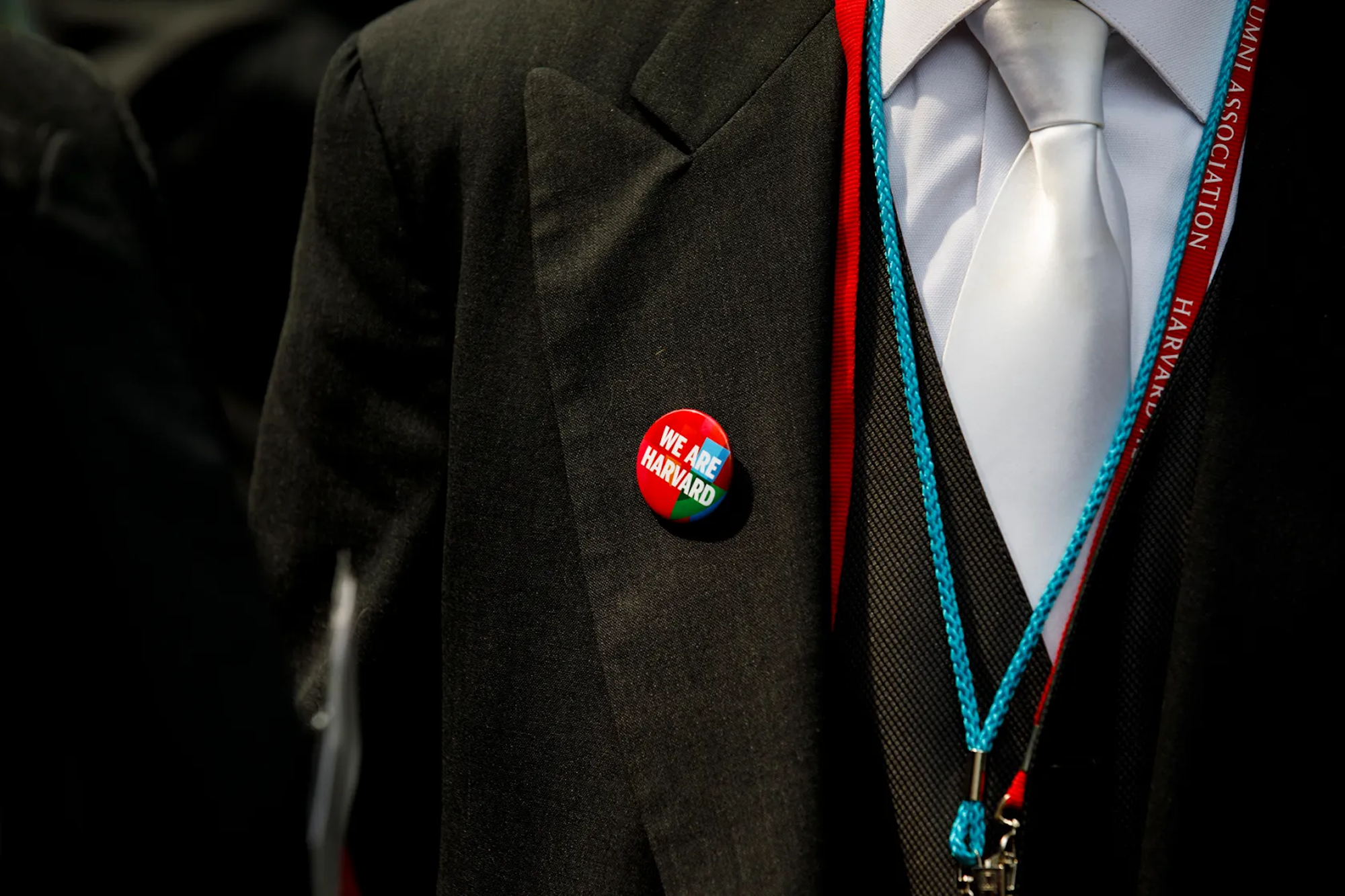 Close-up of a Commencement marshal's lapel.