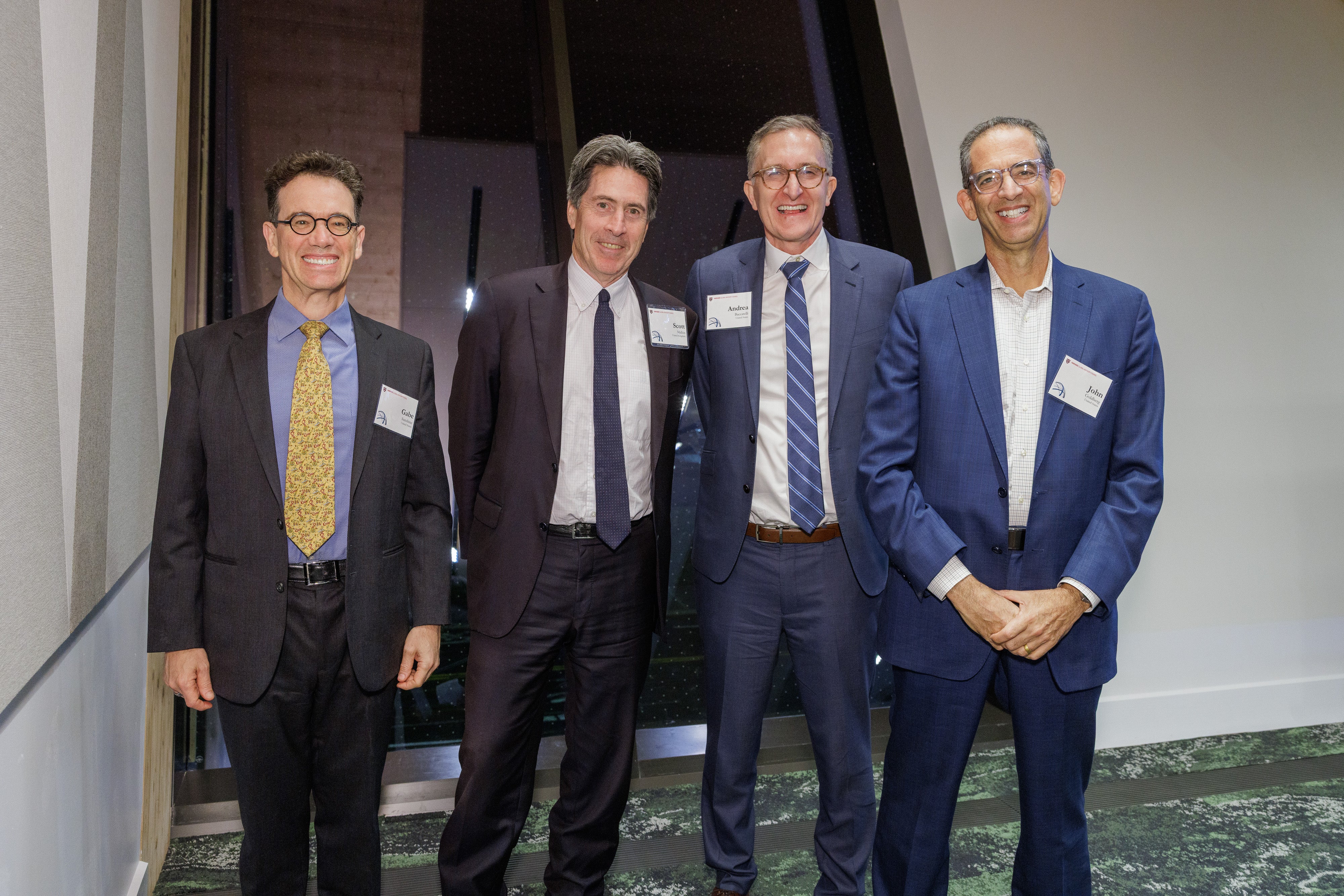 Gabriel B. Sunshine, Scott D. Malkin, Dean Andrea Baccarelli, and Dean John C.P. Goldberg at the welcome reception for the 2025 Global Advisory Council meeting.