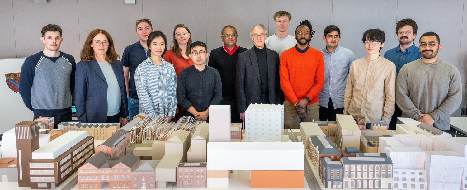 Harvard Graduate School of Design students with model city