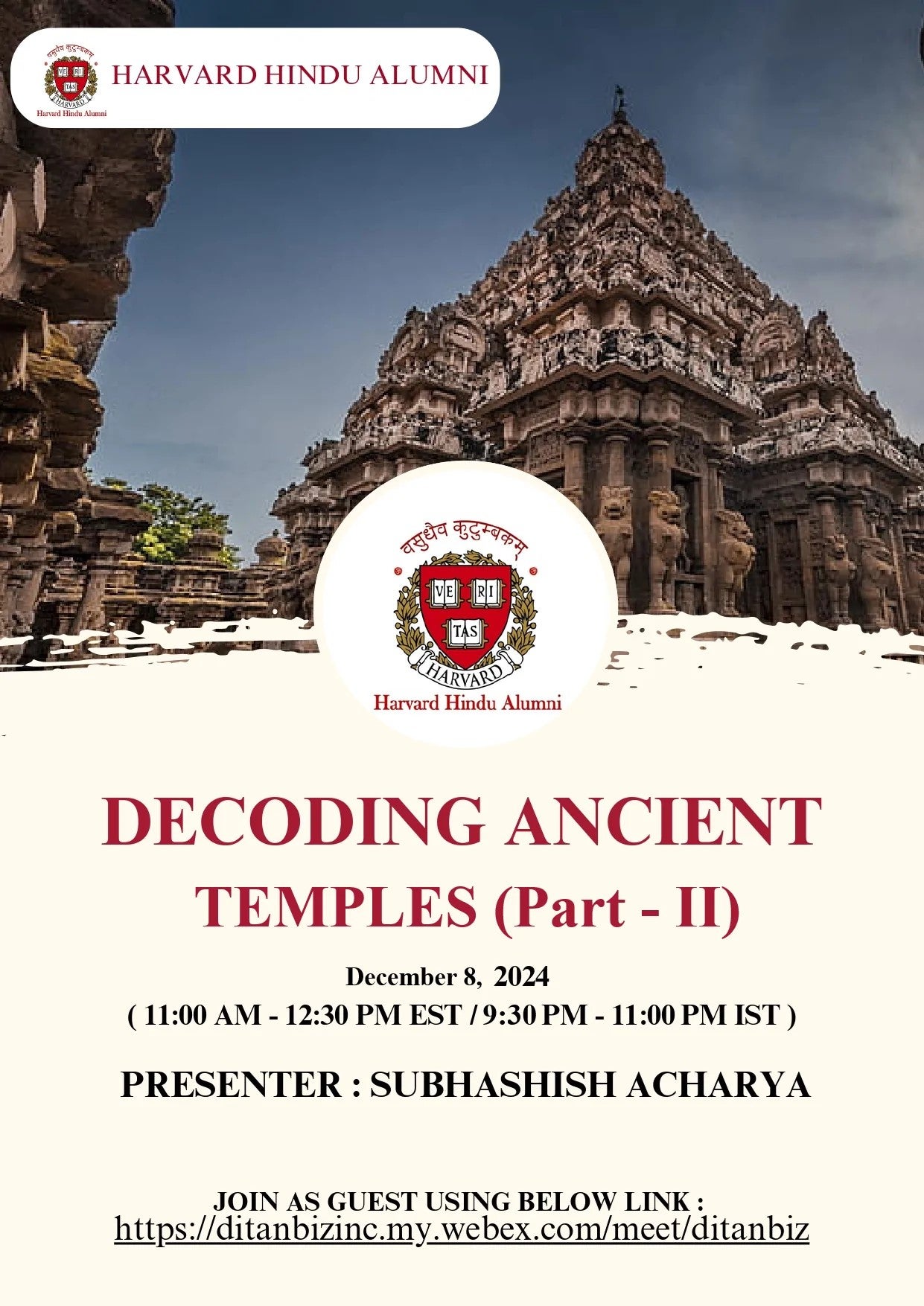 Decoding Ancient Temples Part II Event Flyer