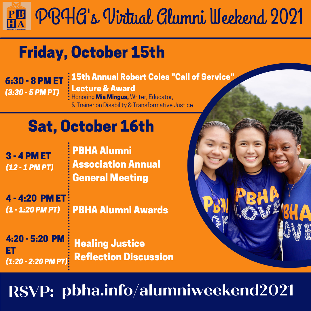 Phillip Brooks House Association Virtual Alumni Weekend 2021