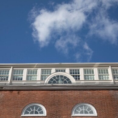 Harvard building with blue sky