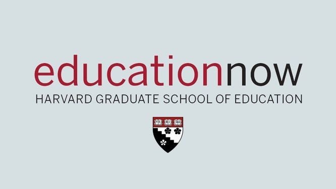 Education Now logo and HGSE shield