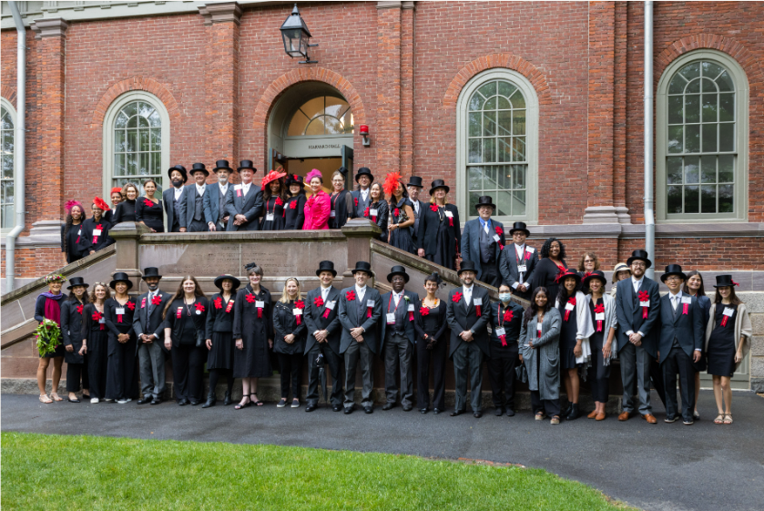 harvard alumni marshals in front of Harvard Hall