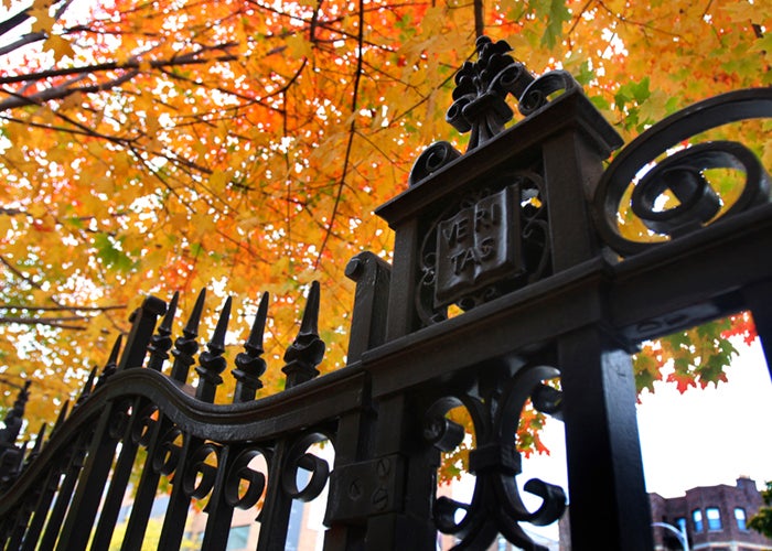 A Harvard gate in the Fall