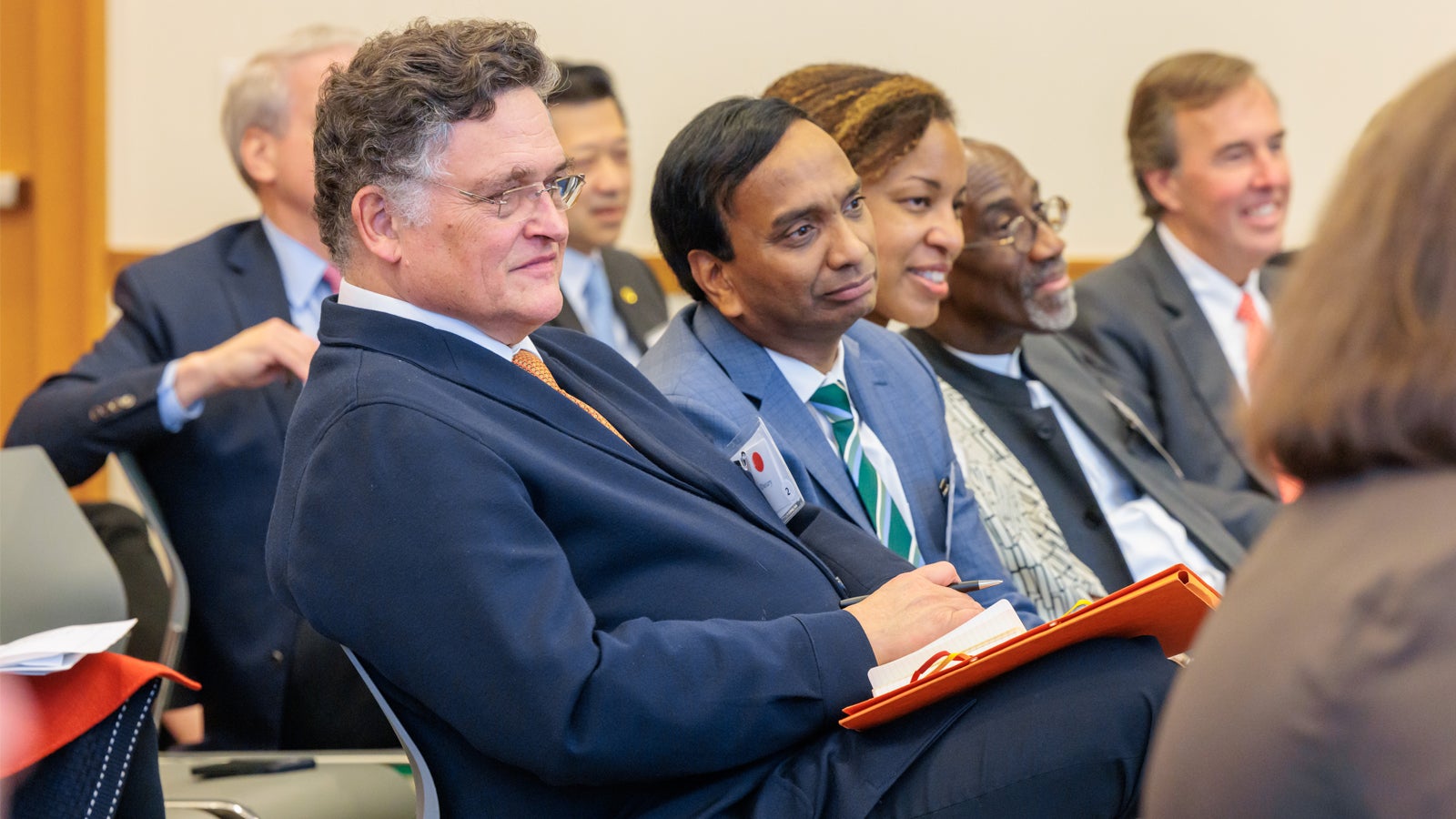 Henri D’Arenberg, Ramakrishna Sudireddy, HDS Dean Marla Frederick, Keem I. Belo-Osagie MBA ’80, and James C. Kralik AB ’86, MBA ’90 at the 2024 Global Advisory Council meeting.