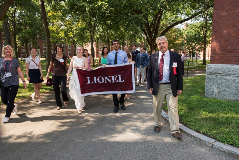 Marshals and Lionel students begin their procession. 