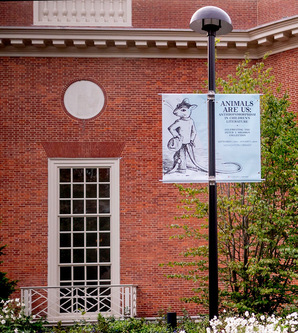 "Animals Are Us" one of the exhibits in Houghton Library