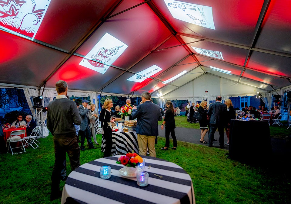 Guests attend the reopening of Houghton Library