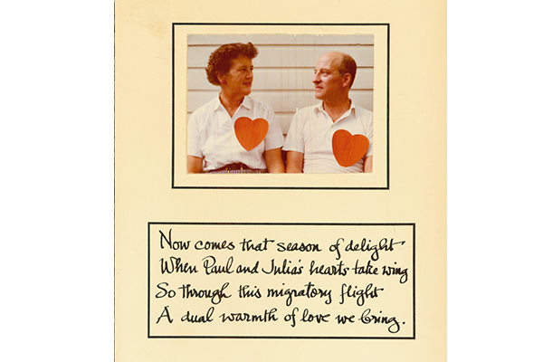 Paul and Julia Child's Valentine's Day card from 1959. The photo was taken by Paul Child.