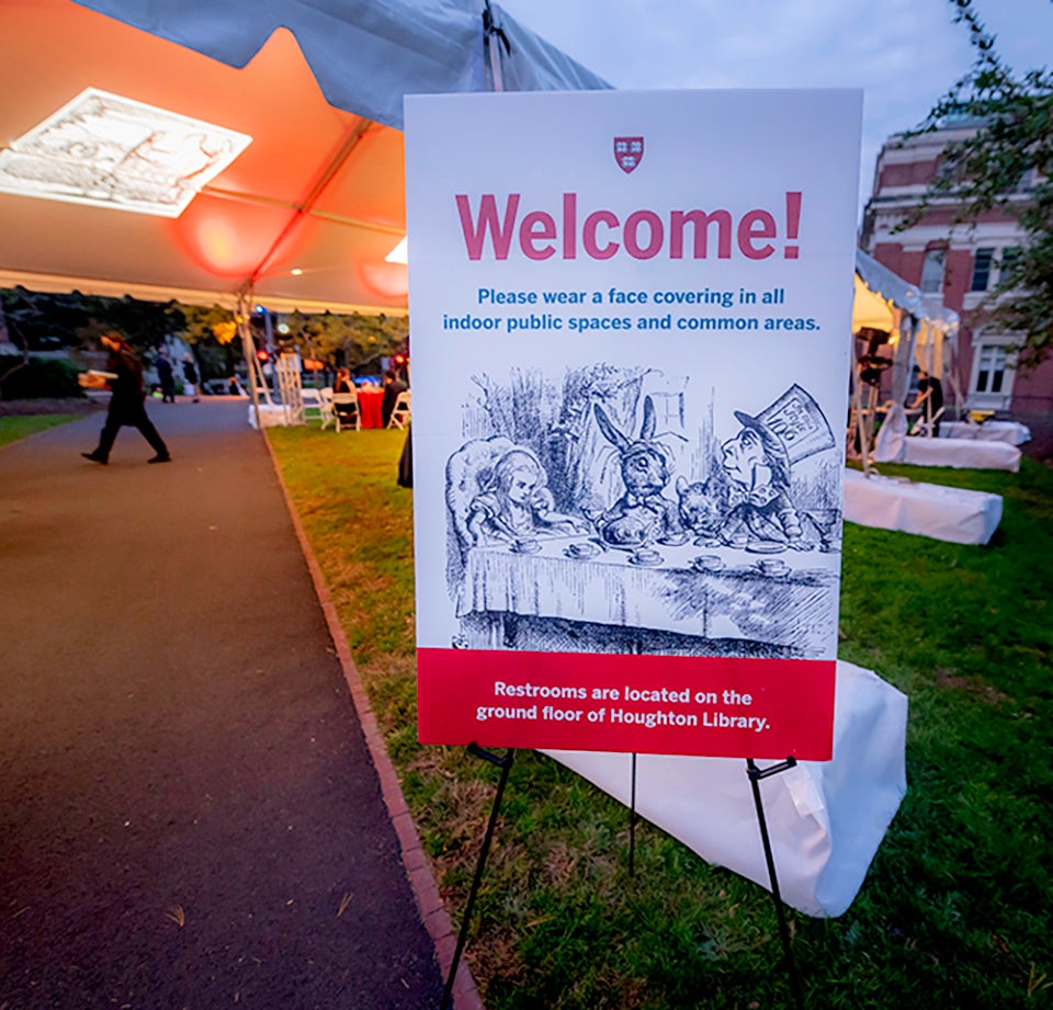 Welcome signage for the Houghton Library reception