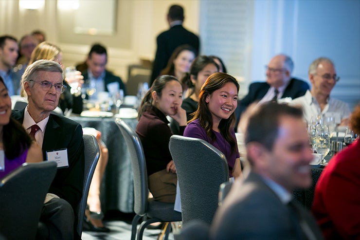 Guests enjoy the student's presentation