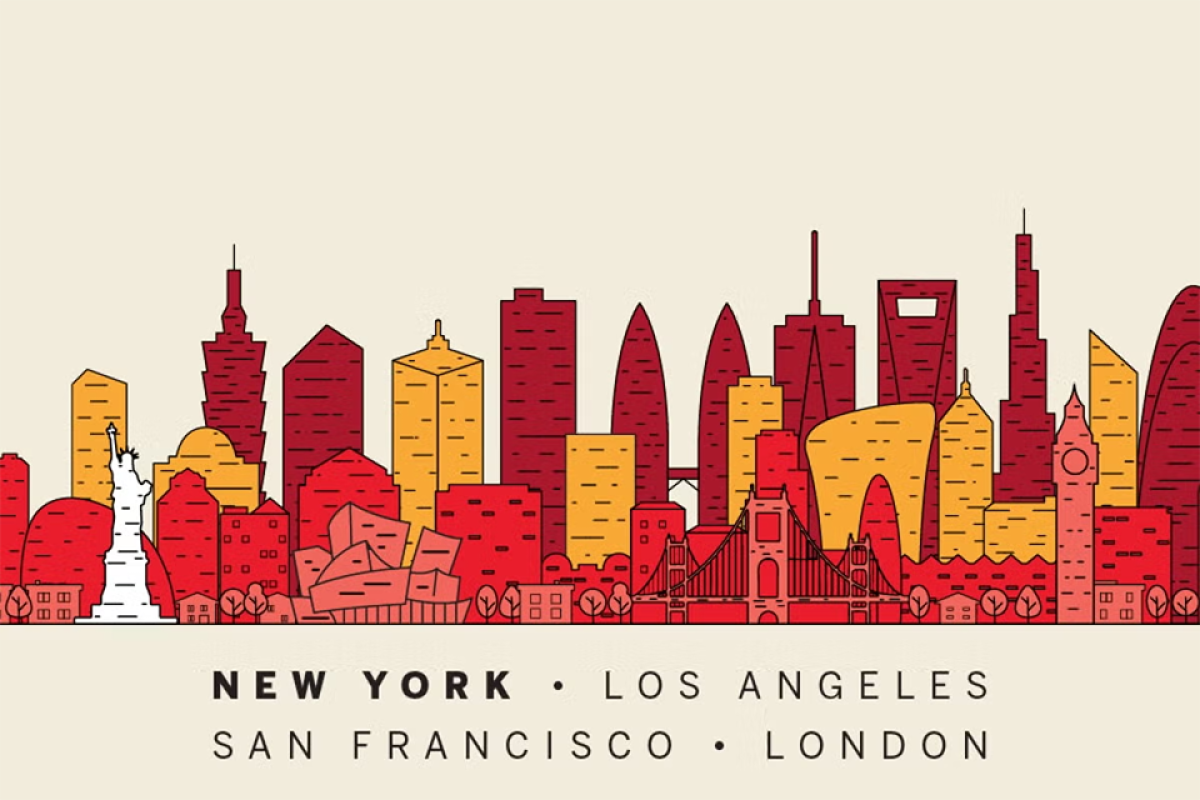 Red and yellow gradient banner with the Statue of Liberty graphic highlighted