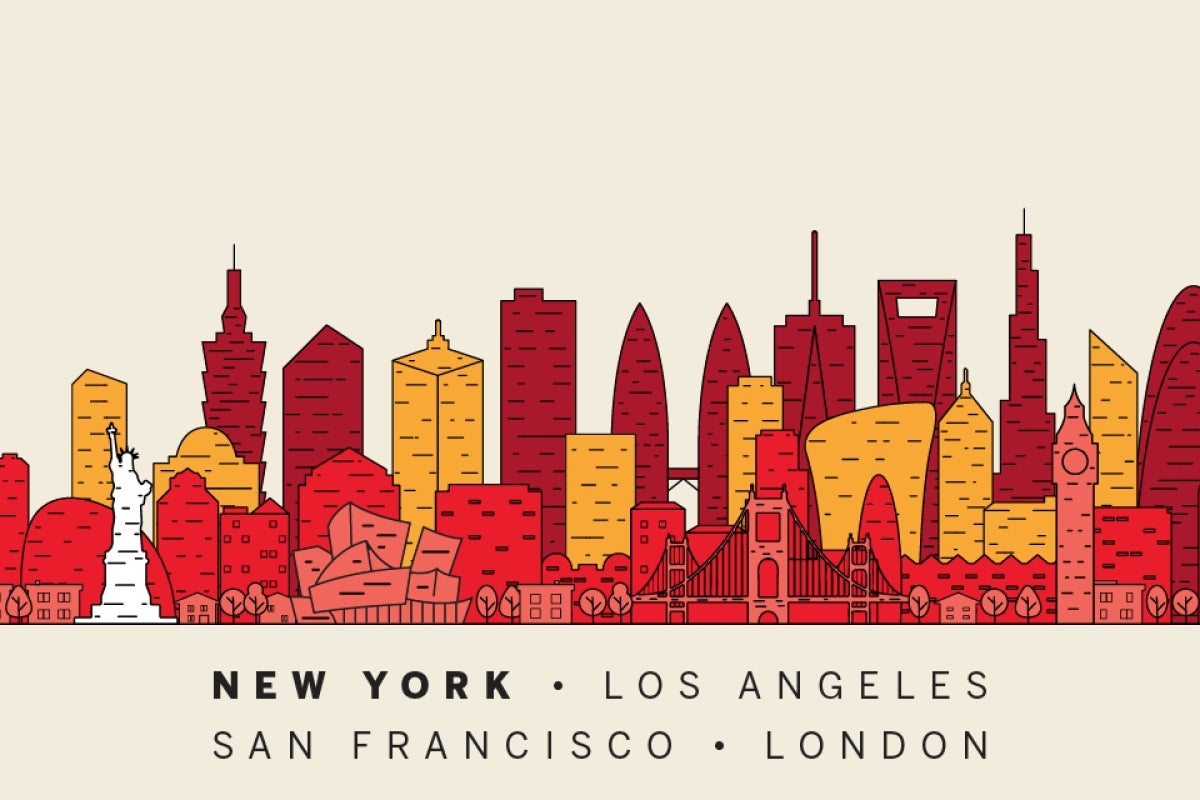 Red and yellow gradient banner with the Statue of Liberty graphic highlighted
