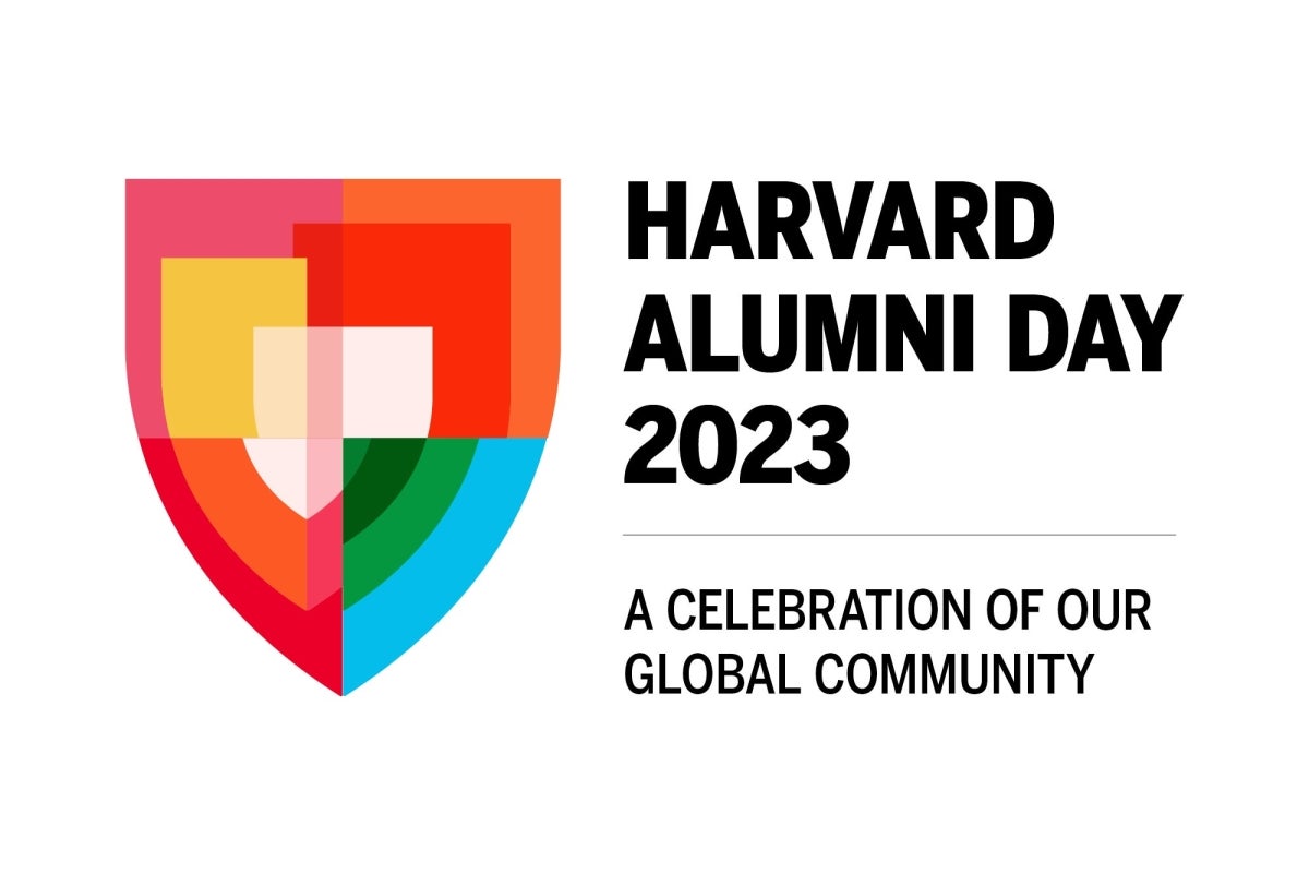 Harvard Alumni Day multicolored crest
