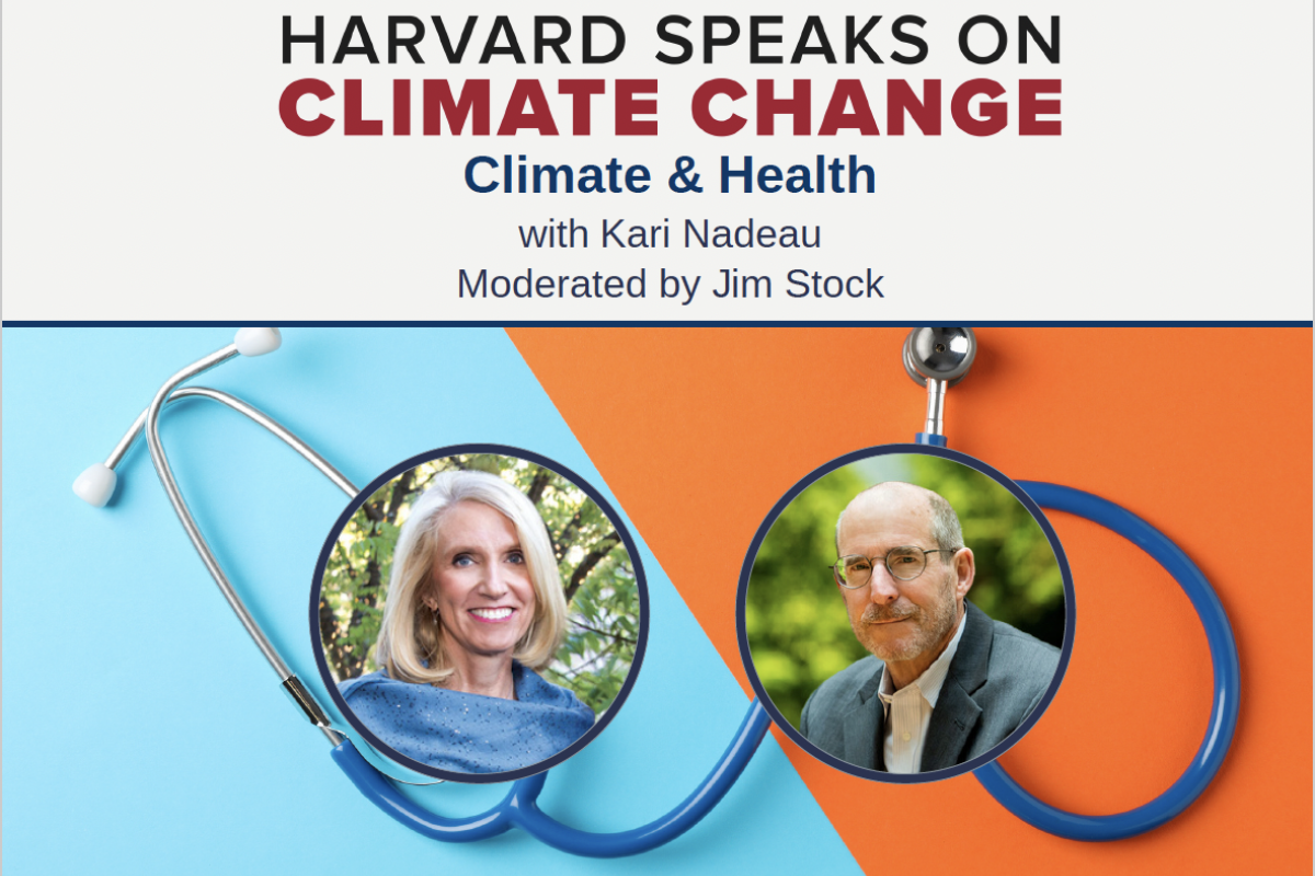 Photos of Kari Nadeau and Jim Stock overlaying a stethoscope 