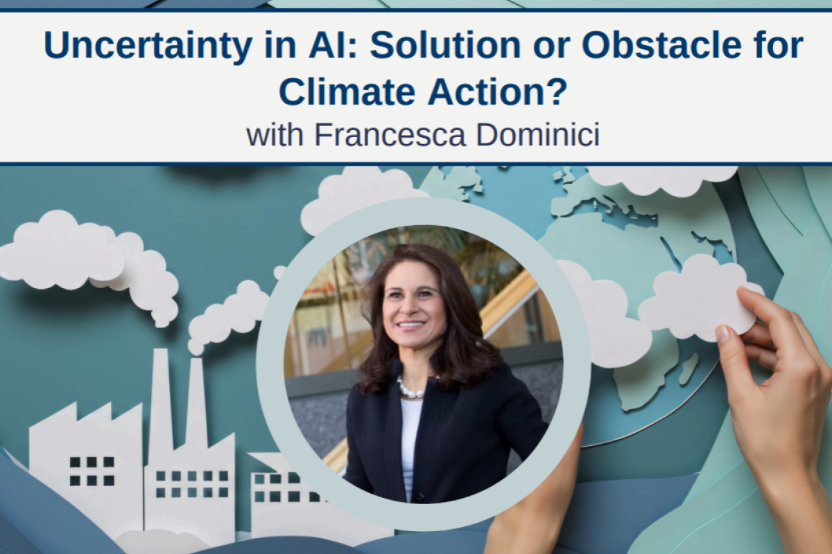 Event flyer with Francesca Dominici headshot