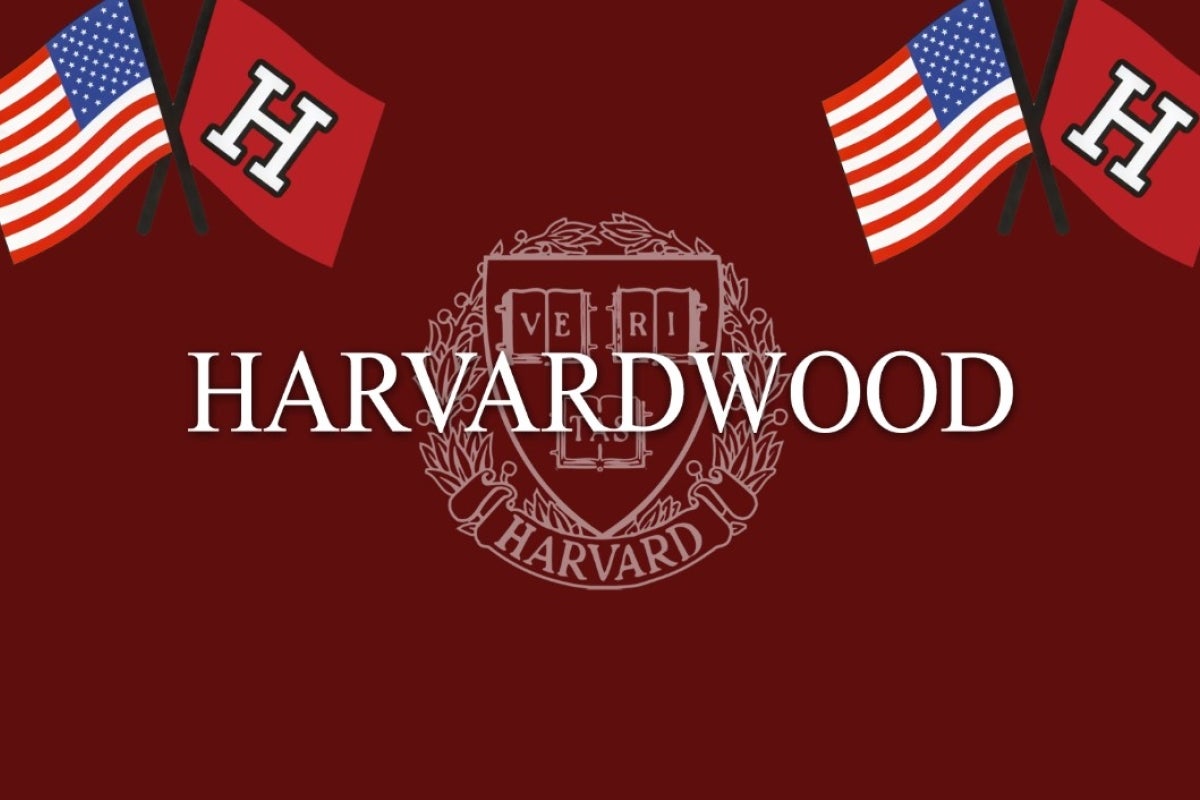 Harvardwood logo with American flags