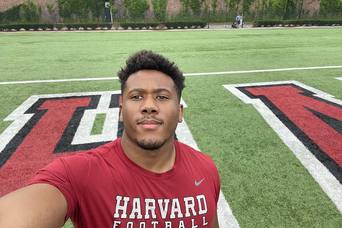 Selfie of Kevens Grammont '23 in Harvard Stadium
