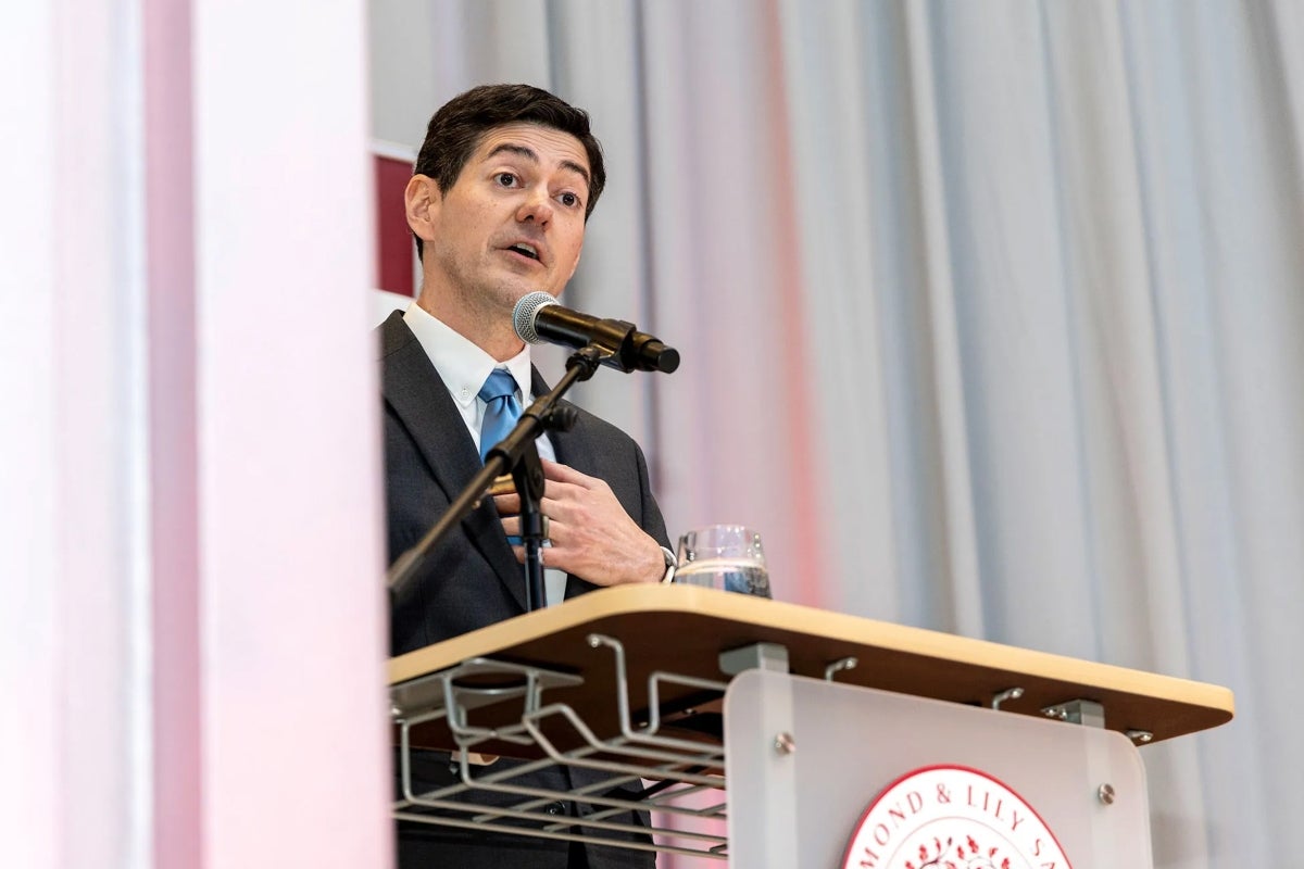 Eric Beerbohm speaks at a podium