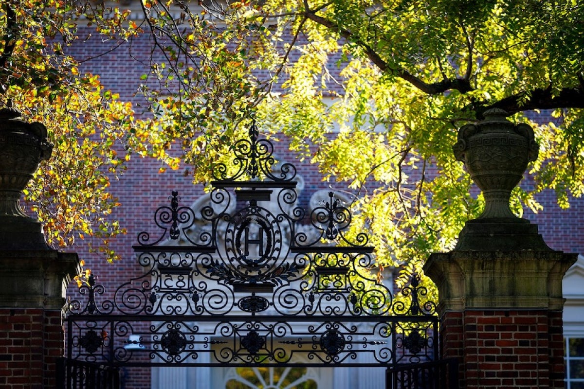 View through gate leading to Harvard Yard