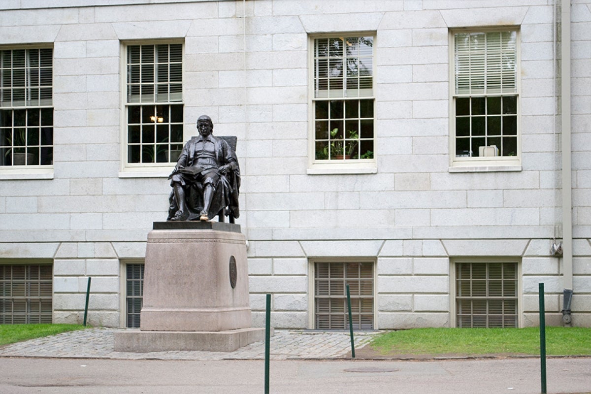 Harvard John statue in Harvard Yard