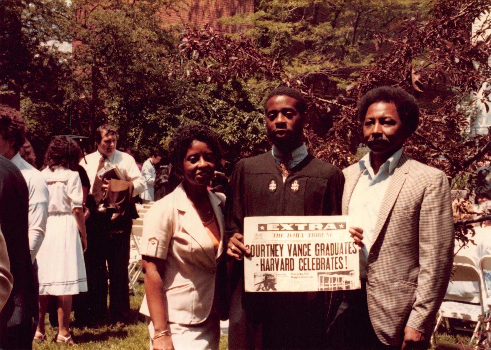 Courtney B Vance with his family at his Harvard University Commencement in 1982