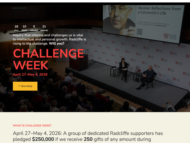 Radcliffe Challenge Week website screenshot