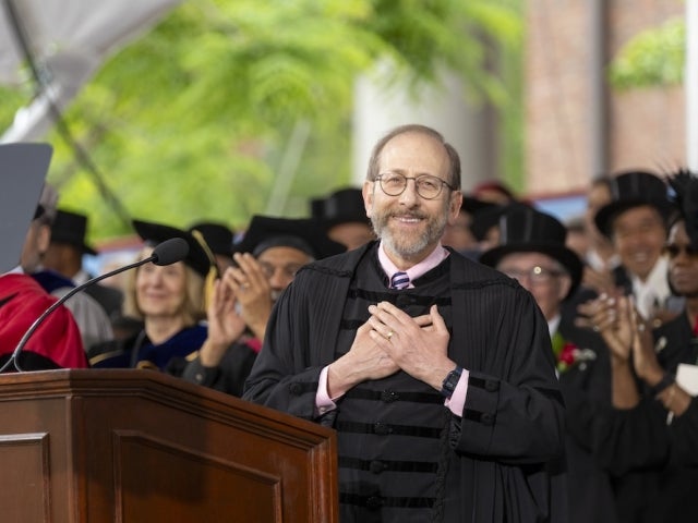 President Alan Garber greets audience at Commencement