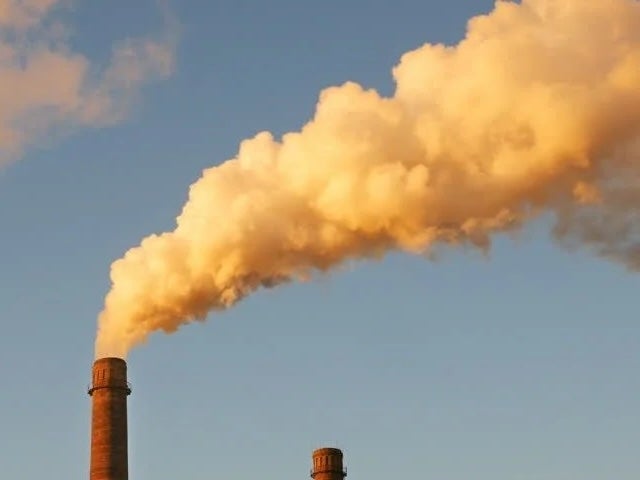 Air pollution from a smokestack