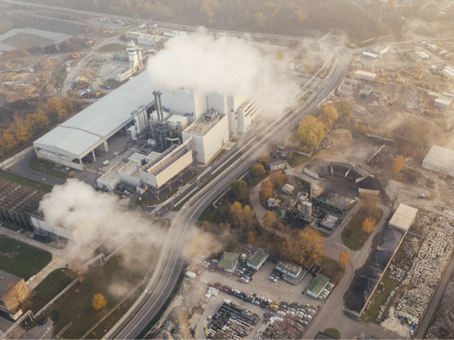 Pollution from factory smokestacks