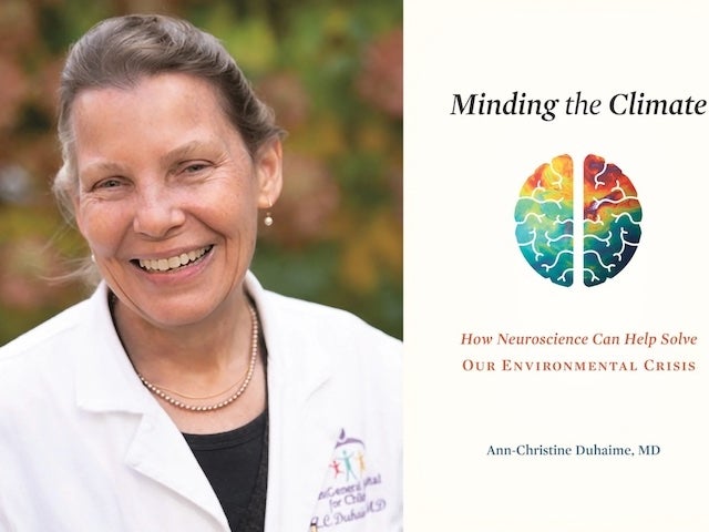 Side-by-side images of Ann-Christine Duhaime and the cover of her new book