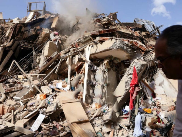 A large pile of rubble