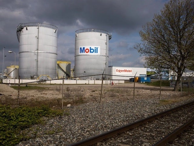 ExxonMobil storage tanks of the petrochemical industry in the port of Rotterdam, Netherlands