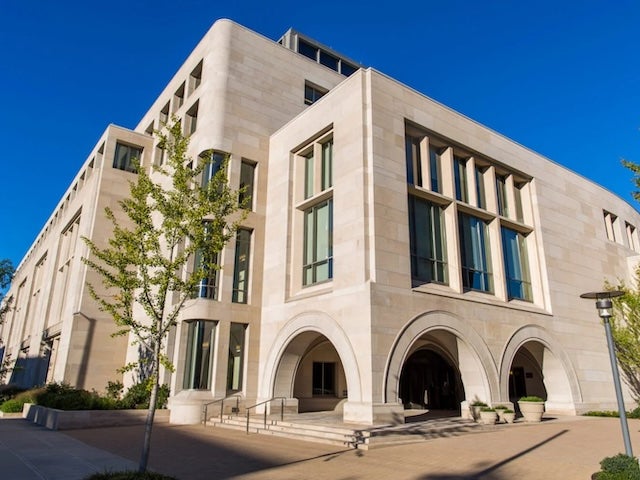 Exterior of Wasserstein Hall at Harvard Law School