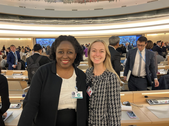 Aminta Ossom and Taryn Shanes at a UN Forum in Geneva