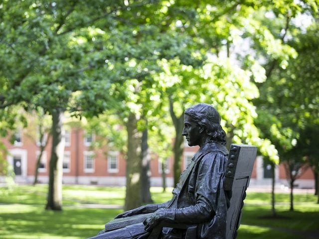 The John Harvard statue in Harvard Yard