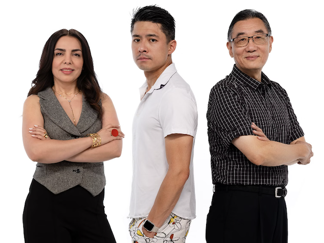 Narges Mahyar, William Cheng, and Hong Yang standing together