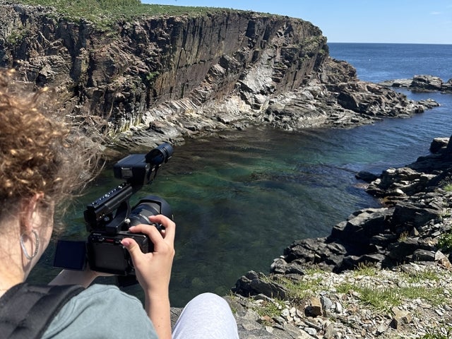 Sophia Pasalis ’25 filming in Newfoundland
