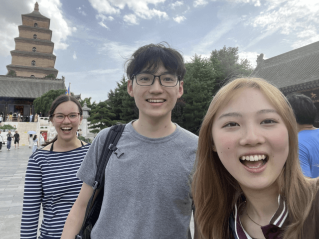 Emily Xing with fellow SEAS students Sophie-An Kingsbury Lee and Ethan Kiang in Beijing 