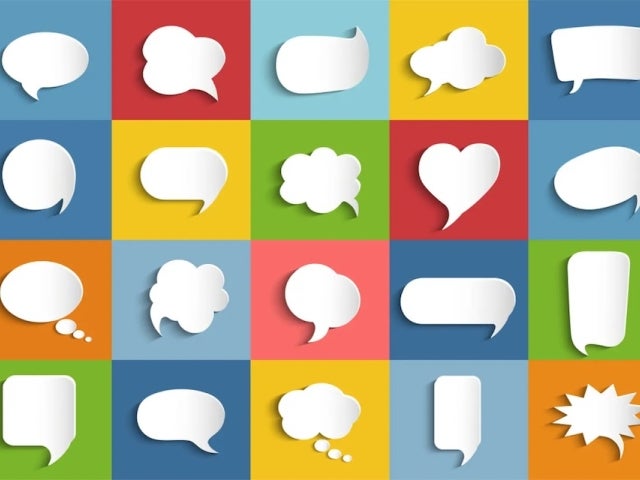 Colorful collage of different speech bubbles