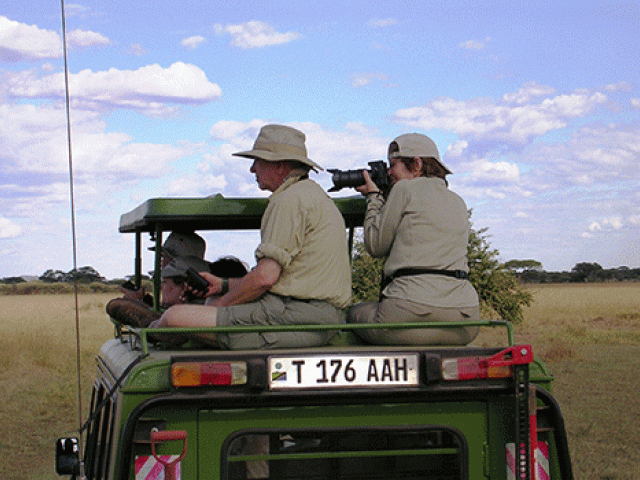 Safari goers with camera