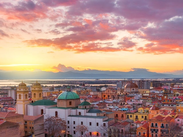 City of Cagliari at sunset