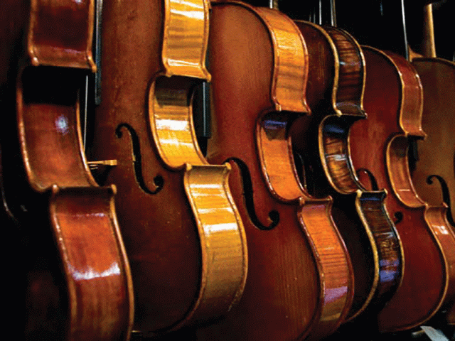 row of violins
