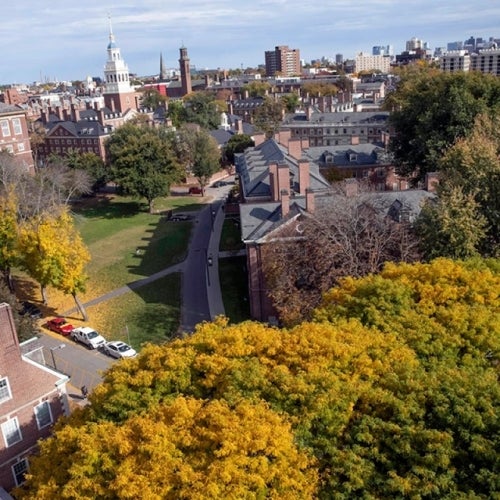 Aerial view of Harvard's campus from Eliot House tower