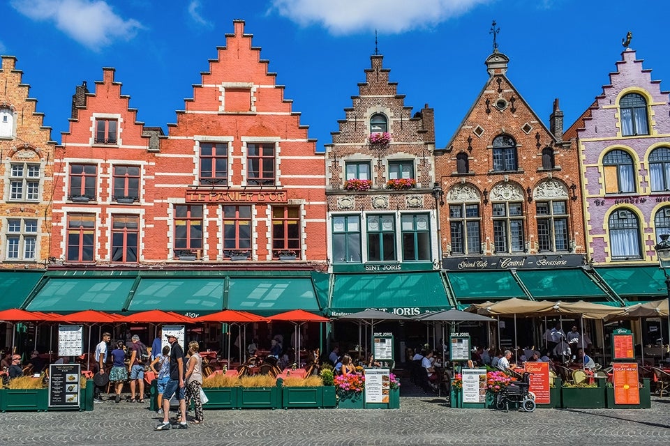 Bruges Buildings and outdoor market